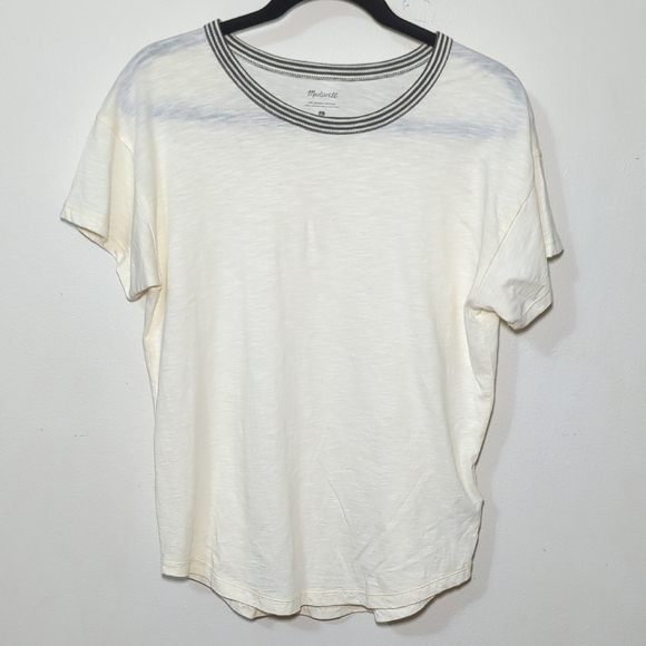 Madewell Tops - Madewell Whisper Cotton Ringer Tee Ivory Green 100% Cotton Women's Size M
